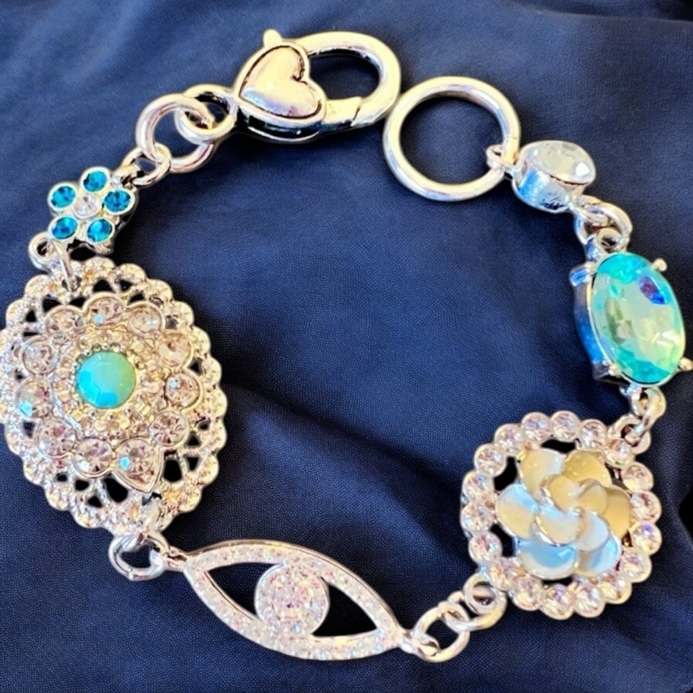 Evil eye protection rhinestone bracelet. Protection bracelet. It Sparkles!